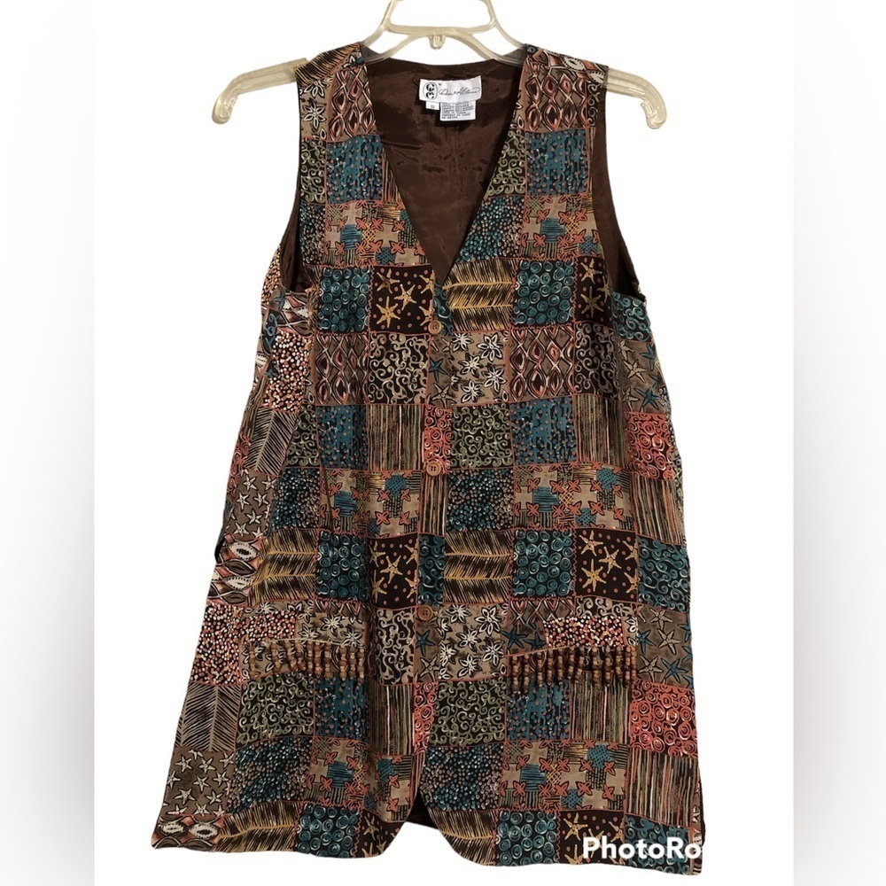 Silk patchwork pattern vest size S